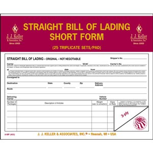 Short form bill of lading