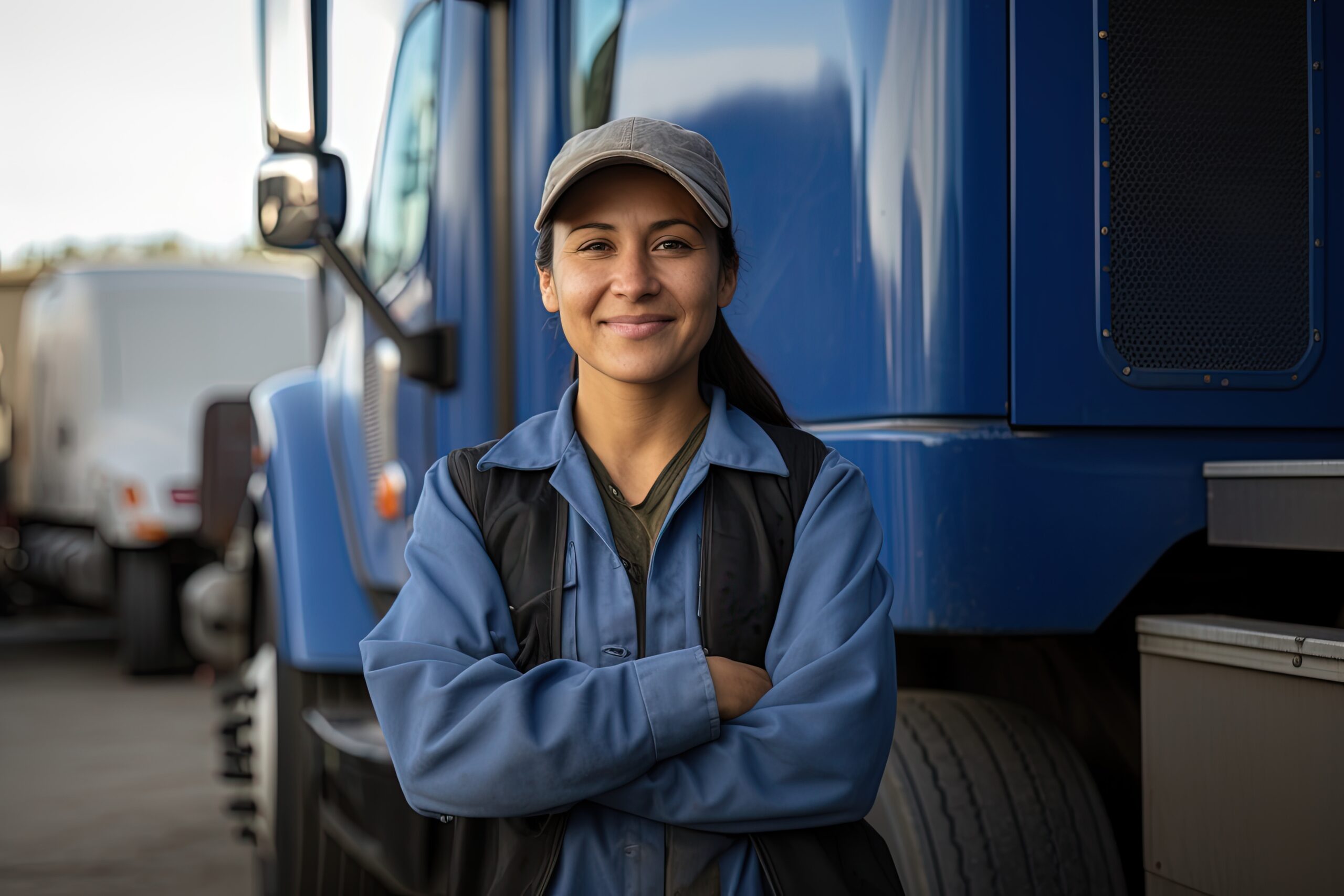 British Columbia Truck Driver in Safety Vest and Hard Hat Smiling