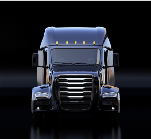 Front view of Blue Semi Truck